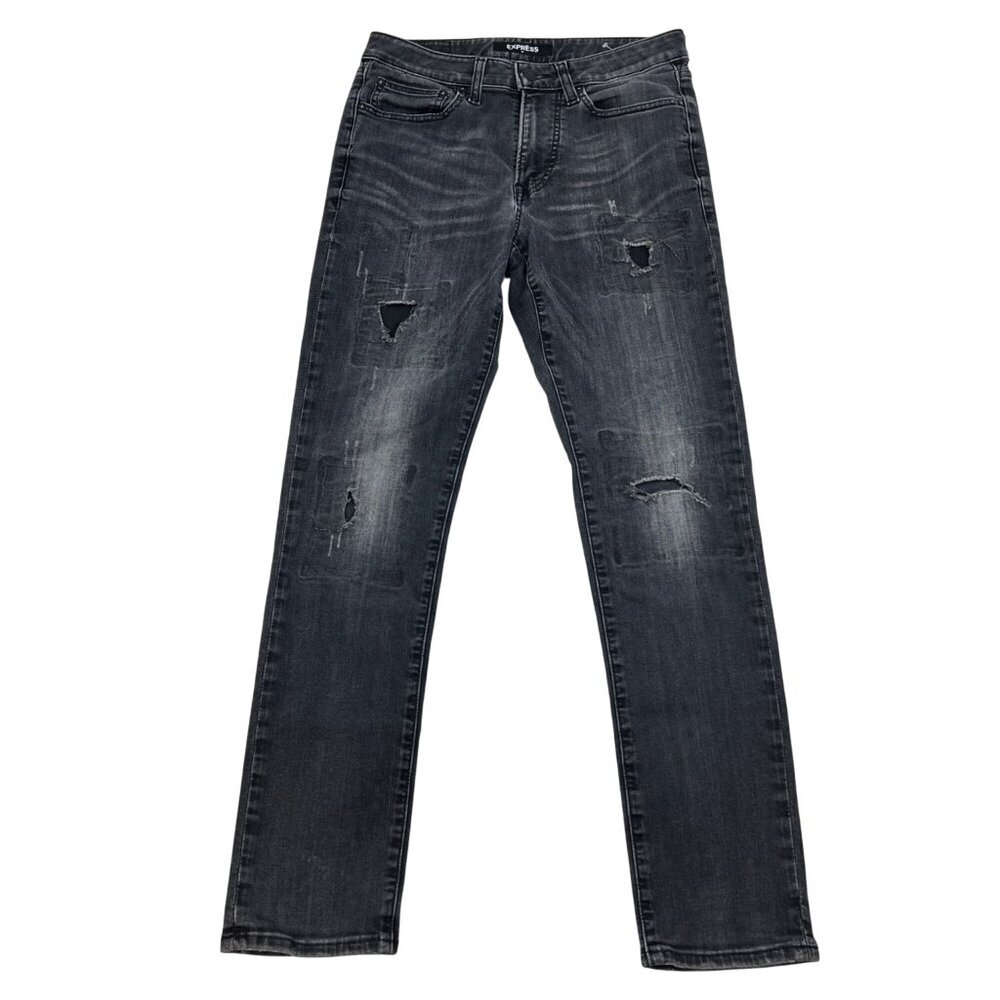 Express Men’s Slim Fit Jeans Distressed Gray Size 30x32